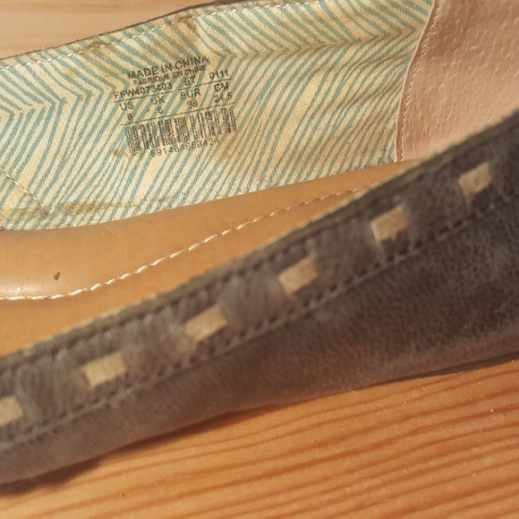 Fossil Peep Toe Leather Flats SZ 8 - Picture 5 of 7